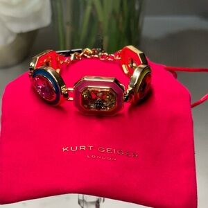 Kurt Geiger Gold Bracelet with Vibrant Gemstones